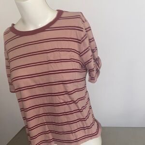 Striped Women's Top - Red and Tan